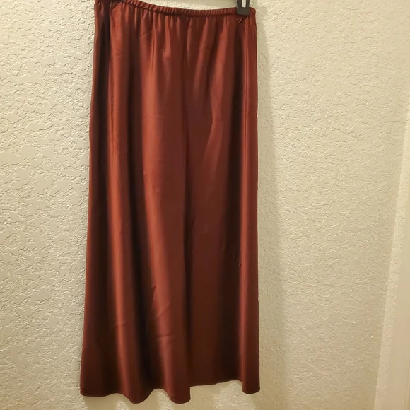 Eileen Fisher Maxi Skirt Size S/LP Redwood Stretch Charmeuse Bias Silk Ret $278 - Picture 3 of 13